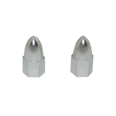 Ventilkappen Set Alu Silber Kegel