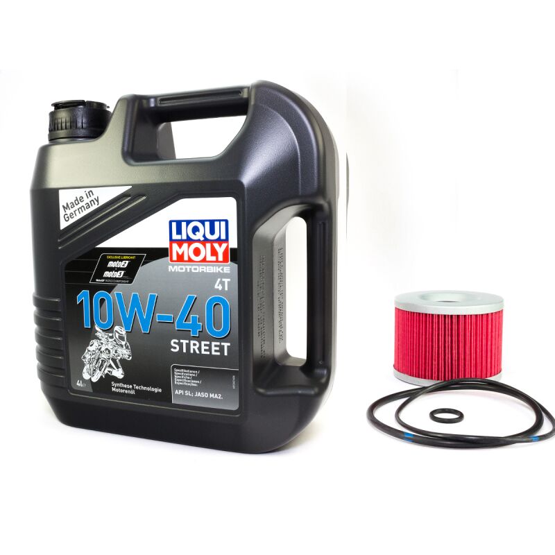 Motoröl Set 10W40 4 Liter + Ölfilter KN138 Für Kawasaki Suzuki Cagiva U.a. - Teilsynthetisch