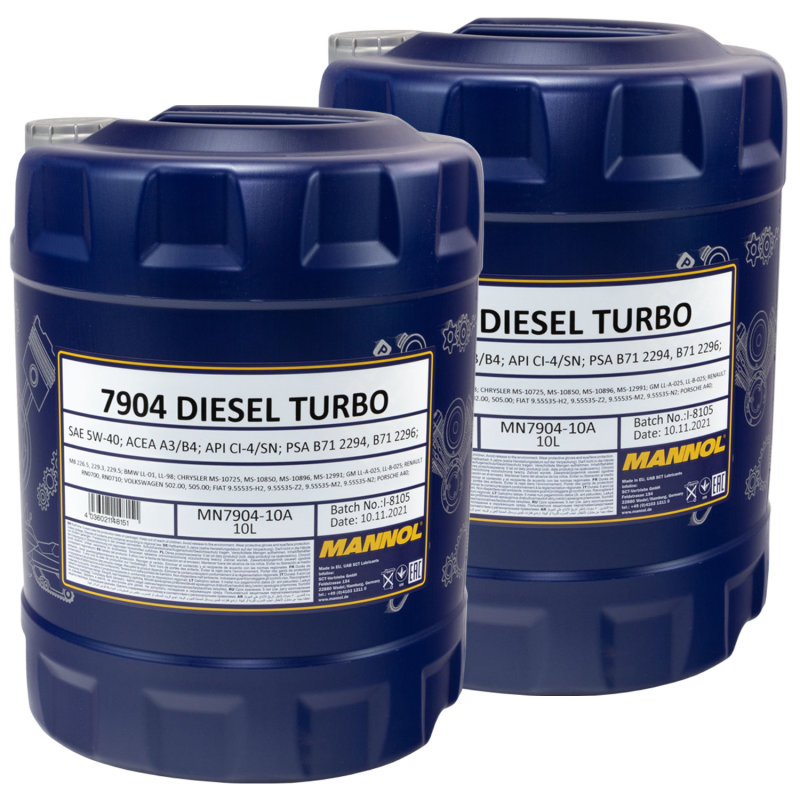 MANNOL Engine oil 5W40 Diesel Turbo 2 X 10 liters buy online in the M,  78,95 €