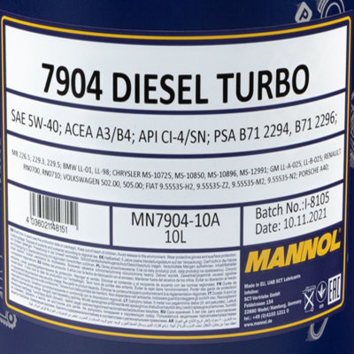 MANNOL Engine oil 5W40 Diesel Turbo 2 X 10 liters buy online in the M,  78,95 €