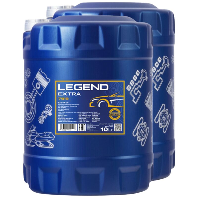MANNOL Legend Extra 0W30 Motoröl 10 Liter Mit Ausgießer - API SN, ACEA C2/C3, Für Mercedes, Ford, Jaguar