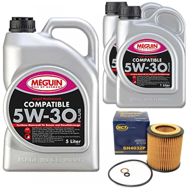 Engine oil megol Compatible SAE 5W-30 Plus Meguin 7 liter + oil filte ...