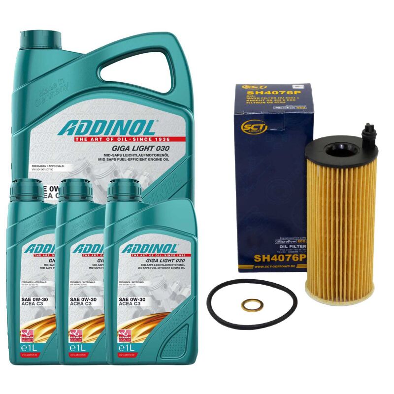 Engine oil ADDINOL 0W-30 GIGA LIGHT 030 8 liter + oil filter SH 4076 ...