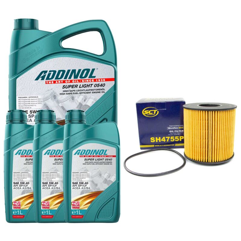 Engine oil ADDINOL 5W-40 Super Light 0540 8 liter + oil filter SH 475 ...
