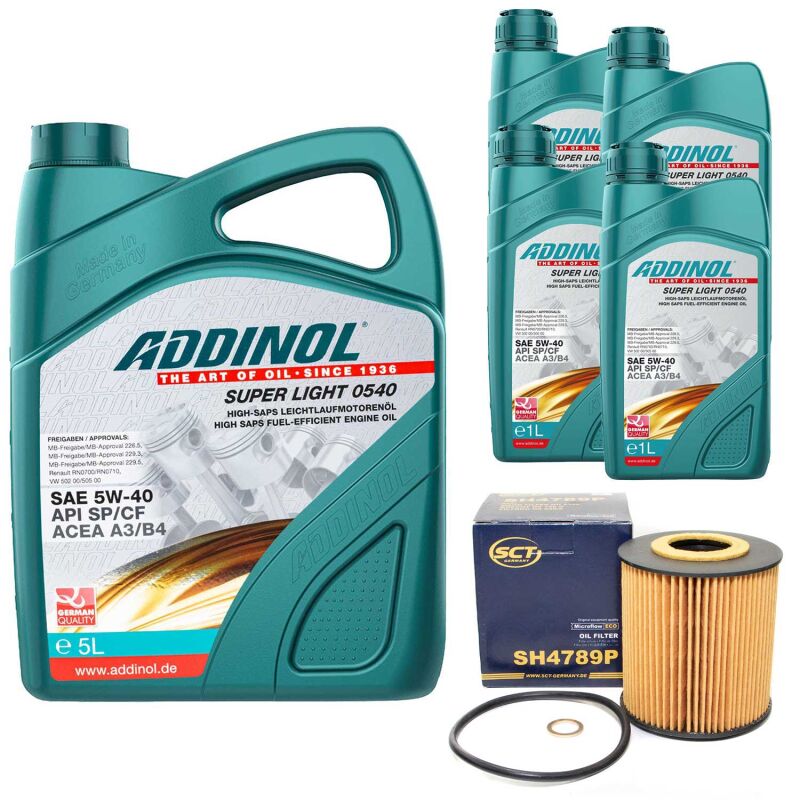 Engine oil ADDINOL 5W-40 Super Light 0540 9 liter + oil filter SH 478 ...