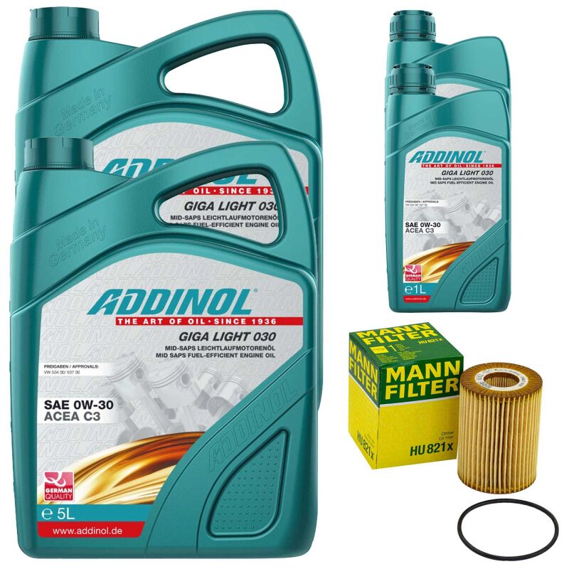 Engine oil ADDINOL 0W-30 GIGA LIGHT 030 12 liter + oil filter HU 821 ...
