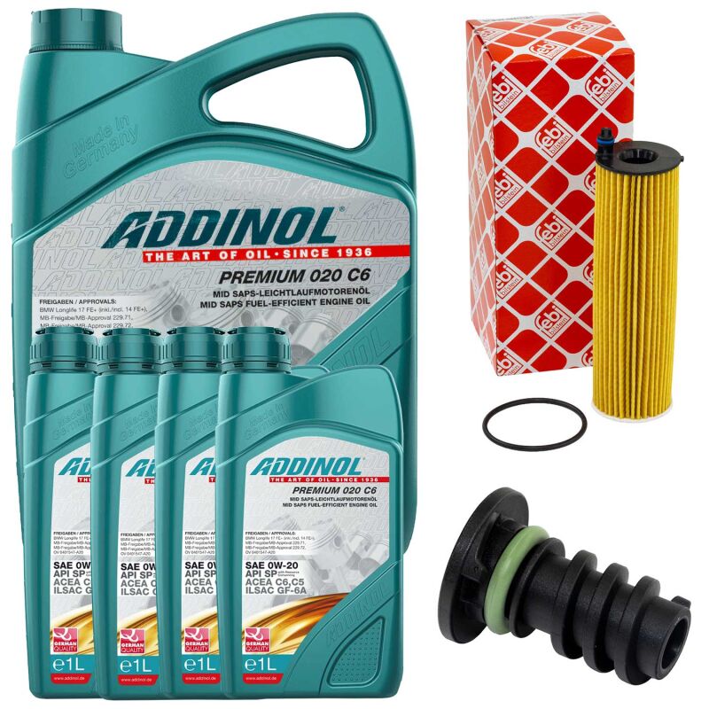 Engine Oil ADDINOL 0W-20 Premium 020 C6 9 liter + oilfilter 182956+ o ...