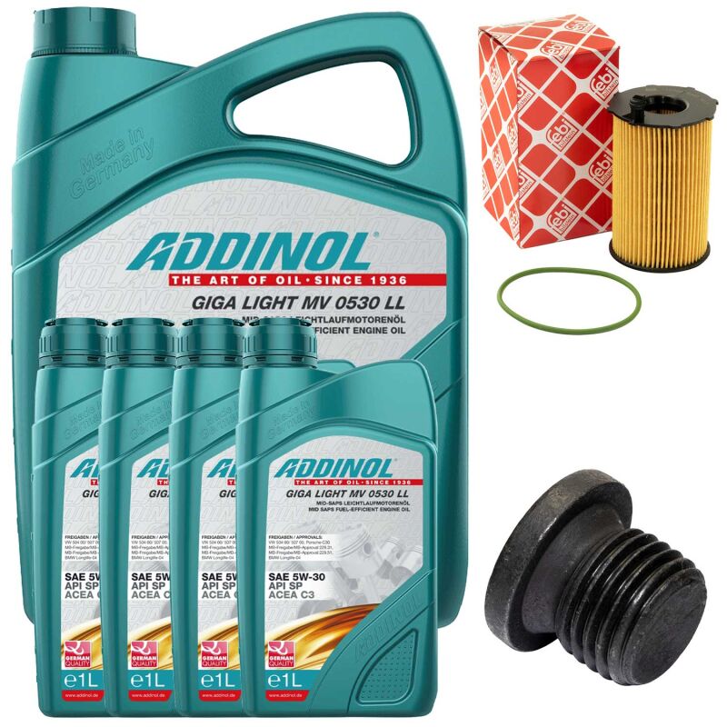 Engine Oil ADDINOL 5W-30 Giga Light MV 0530 LL 9 liter + oilfilter 17 ...